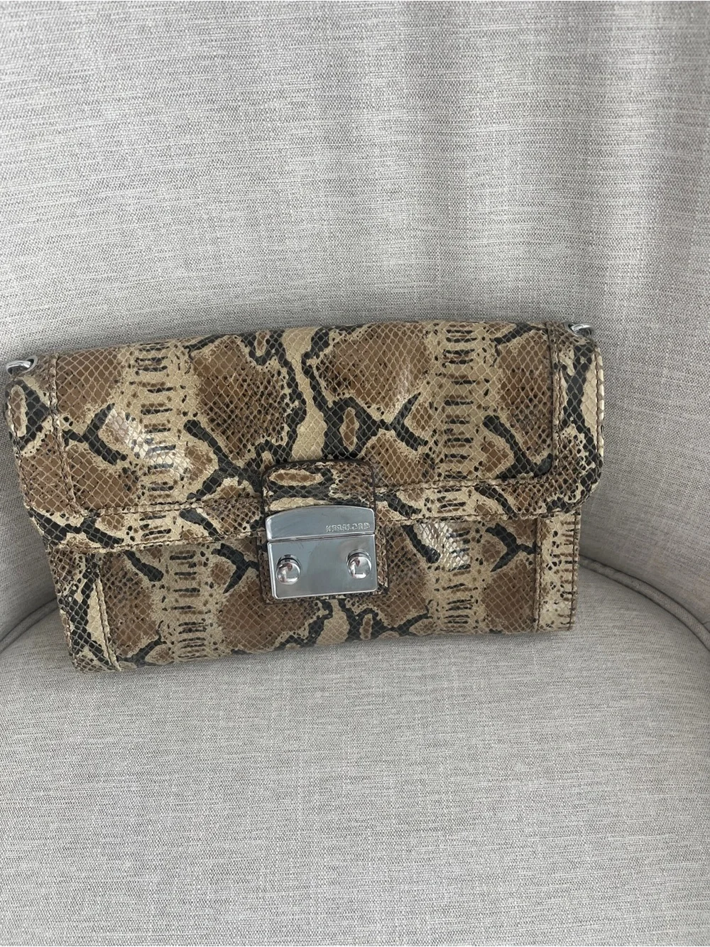VTG Kesslord Y2K Python Embossed Baguette Shoulder Bag